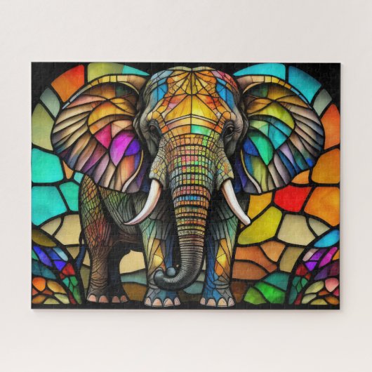 Wasserfarbengefestigtes Glas Elephant Puzzle (Horizontal)