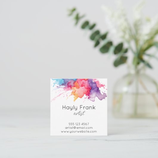 Wasserfarbengeflecht Quadratische Visitenkarte (Stehend Vorderseite)