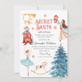 Wasserfarbengeheimnis Santa Nutcracker Ballerina Einladung (Vorderseite)