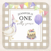 Wasserfarbengel 1. Geburtstag Rechteckiger Pappuntersetzer (Vorderseite)