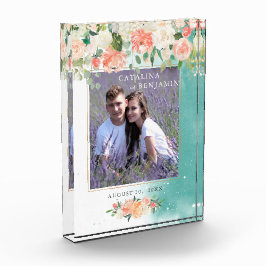 Wasserfarbengeometrische Blush-Pink-Blumenzehen Fotoblock