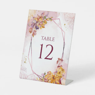Wasserfarbengeometrische Floral Fall Burgundy Wedd Sockelschild