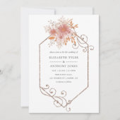 Wasserfarbengeometrische Hochzeit Terracotta Einladung (Vorderseite)