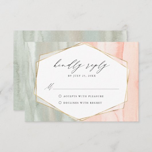 Wasserfarbengeometrische Hochzeitsszensur Begleitkarte (Vorne/Hinten)