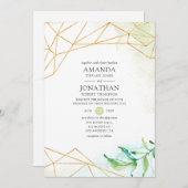 Wasserfarbengeometrische Kristallhochzeit Einladung (Vorne/Hinten)