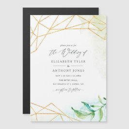 Wasserfarbengeometrische Kristallhochzeit Magneteinladung