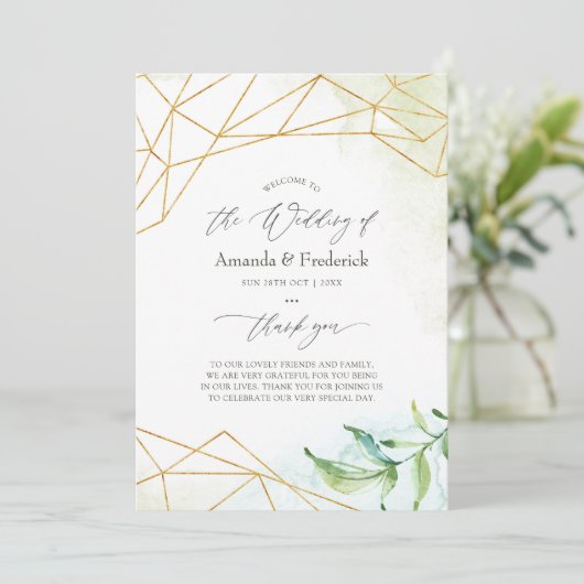 Wasserfarbengeometrische Kristallhochzeit Programm (Stehend Vorderseite)