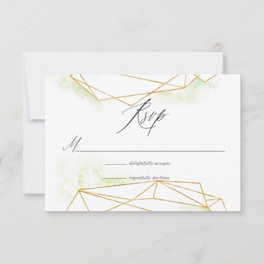 Wasserfarbengeometrische Kristallhochzeit RSVP Karte (Vorderseite)