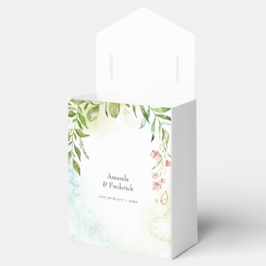 Wasserfarbengeometrische Mit Monogramm Kristallhoc Geschenkschachtel (Geöffnet)