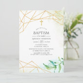 Wasserfarbengeometrische Taufe Einladung (Stehend Vorderseite)