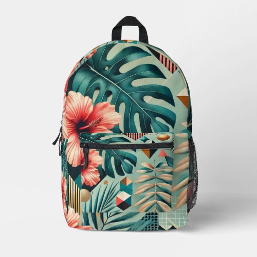 Wasserfarbengeometrisches tropisches Design Bedruckter Rucksack (Vorderseite)