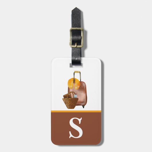 Wasserfarbengepäck, braun, Gelbkid Gepäckanhänger (Vorderseite vertikal)