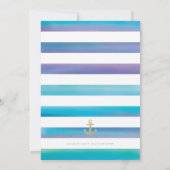 Wasserfarbengestreifte Nautikhochzeit - Einladung (Rückseite)