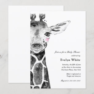 WasserfarbenGiraffe   Einladung zur Babydusche