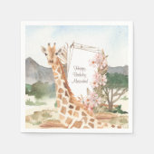 WasserfarbenGiraffe in African Savannah Birthday Serviette (Vorderseite)
