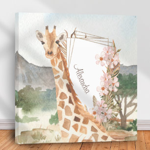WasserfarbenGiraffe in African Savannah Kids Leinwanddruck