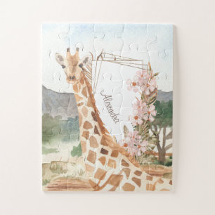 WasserfarbenGiraffe in African Savannah Kids Puzzle