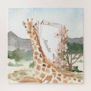 WasserfarbenGiraffe in Afrikanischer Savannah Puzzle