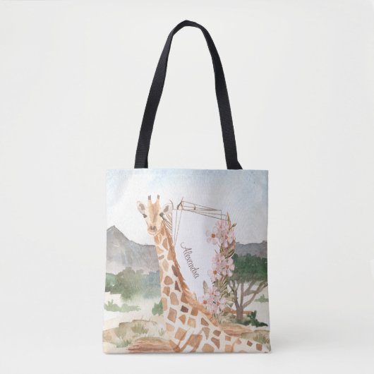 WasserfarbenGiraffe in Afrikanischer Savannah Tasche (Vorderseite)