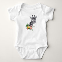 WasserfarbenGiraffe mit tropischem Bouquet