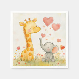 WasserfarbenGiraffe und Elephant Serviette