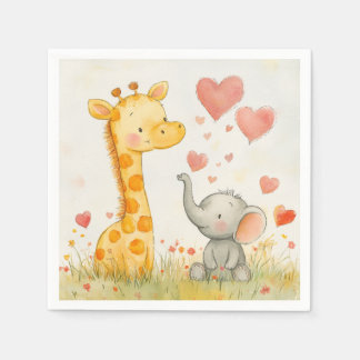 WasserfarbenGiraffe und Elephant Serviette