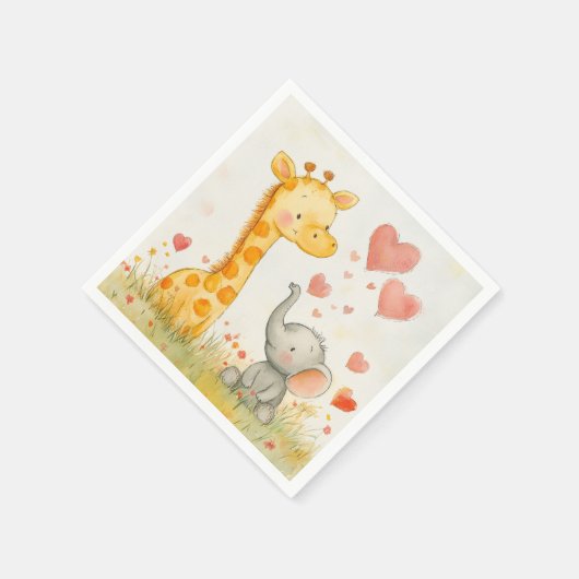 WasserfarbenGiraffe und Elephant Serviette (Ecke)