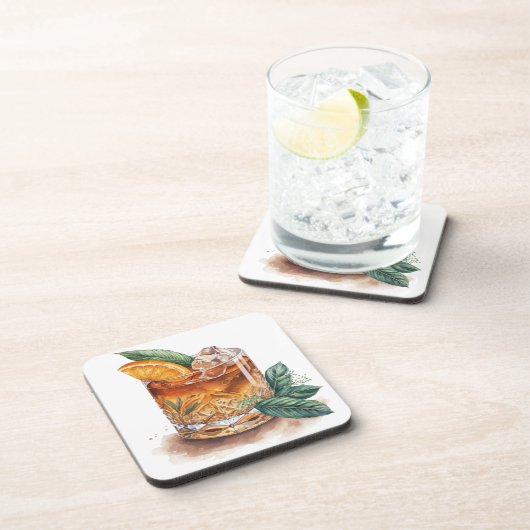 WASSERFARBENGLAS AUS ALTEN SCHNELLEN GETRÄNKEN GETRÄNKEUNTERSETZER (Rechte Seite)