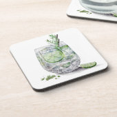 WASSERFARBENGLAS AUS GIN UND TONIK MIT LIMONEN GETRÄNKEUNTERSETZER (Linke Seite)