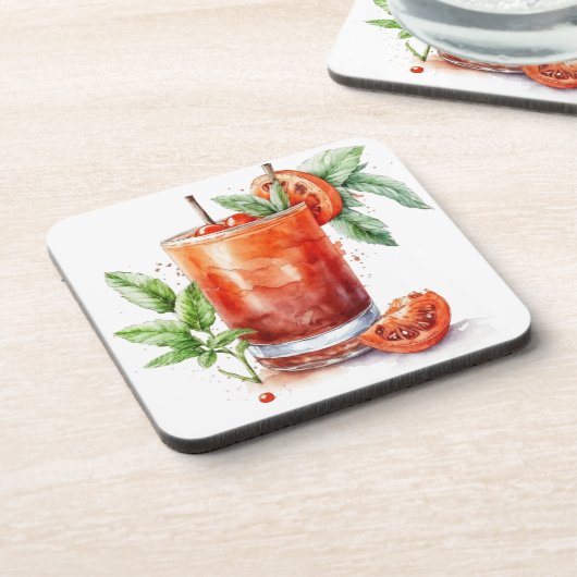 WASSERFARBENGLAS VON BLUTMARY GETRÄNKEUNTERSETZER (Linke Seite)