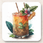 WASSERFARBENGLAS VON MAI TAI GETRÄNKEUNTERSETZER (Vorderseite)