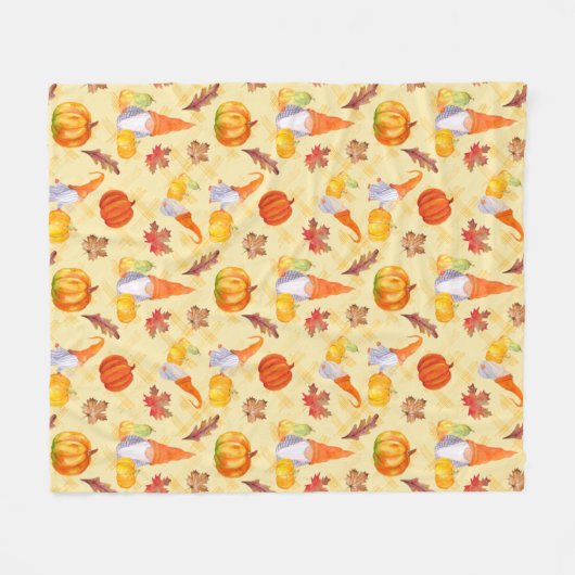 Wasserfarbengläser, Pumpkins und Blätter Fleecedecke (Vorderseite (Horizontal))