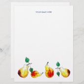 Wasserfarbengoldbirnen HandIllustrierte botanische Briefbogen (Vorne/Hinten)