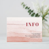 Wasserfarbengraben minimalistisch Japandi Hochzeit Begleitkarte (Stehend Vorderseite)