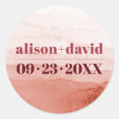Wasserfarbengraben minimalistisch Japandi Hochzeit Runder Aufkleber (Vorderseite)