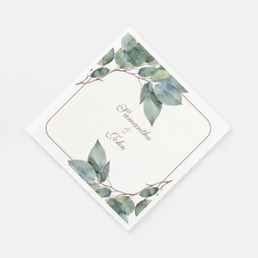 Wasserfarbengrün aquamarines goldgelbes botanische serviette (Ecke)