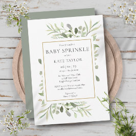 Wasserfarbengrün Baby Sprinkle Gender Neutral Einladung