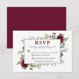 Wasserfarbengrün Burgund Rose Hochzeit RSVP Karte