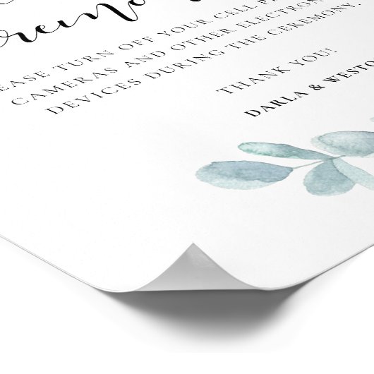 Wasserfarbengrün Ungestopfte Hochzeitsfeier Poster (Ecke)