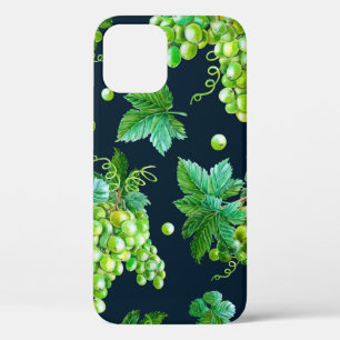 Wasserfarbengrüne Traube, Blätter auf dunklem Hint Case-Mate iPhone Hülle
