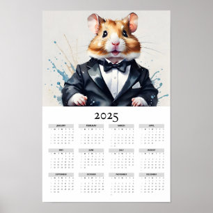 WasserfarbenHamster in Tuxedo Bow Krawatte 2025 Ka Poster