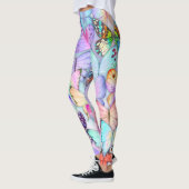 Wasserfarbenhandgemalt Schmetterlinge lila Muster Leggings (Links)