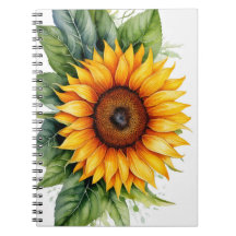Wasserfarbenhandgezogenes SonnenblumenNotebook