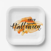 Wasserfarbenhappy Halloween Pappteller (Vorderseite)