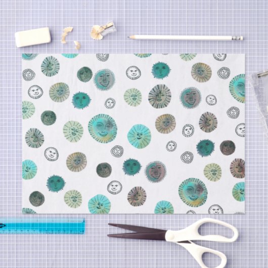 Wasserfarbenhappy Suns Pattern Geschenk Seidenpapier (Handwerk)