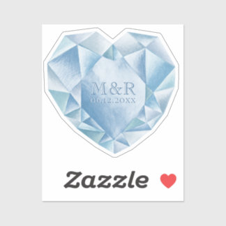 Wasserfarbenherz Diamond 60. Ehejubiläum Aufkleber