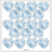 Wasserfarbenherz Diamonds Niedlich Pastel Blue Wed Aufkleber (Blatt)