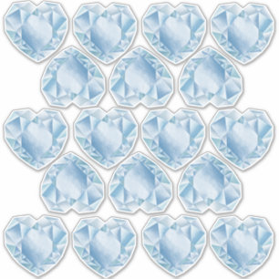 Wasserfarbenherz Diamonds Niedlich Pastel Blue Wed Aufkleber