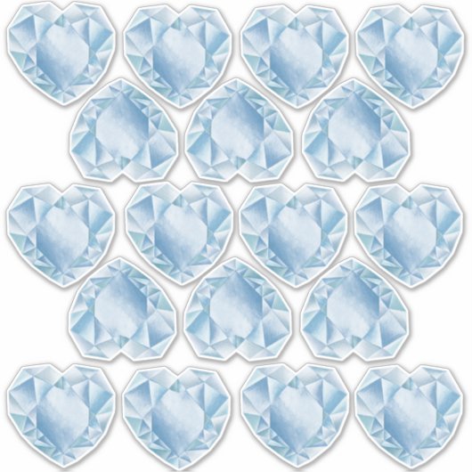 Wasserfarbenherz Diamonds Niedlich Pastel Blue Wed Aufkleber (Vorderseite)