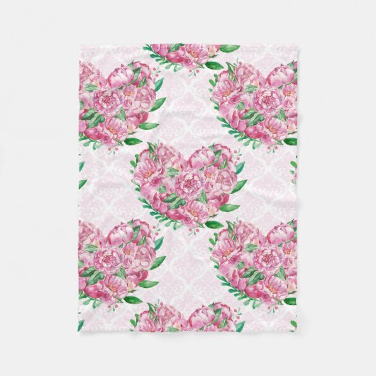 Wasserfarbenherz Fleecedecke (Vorderseite)